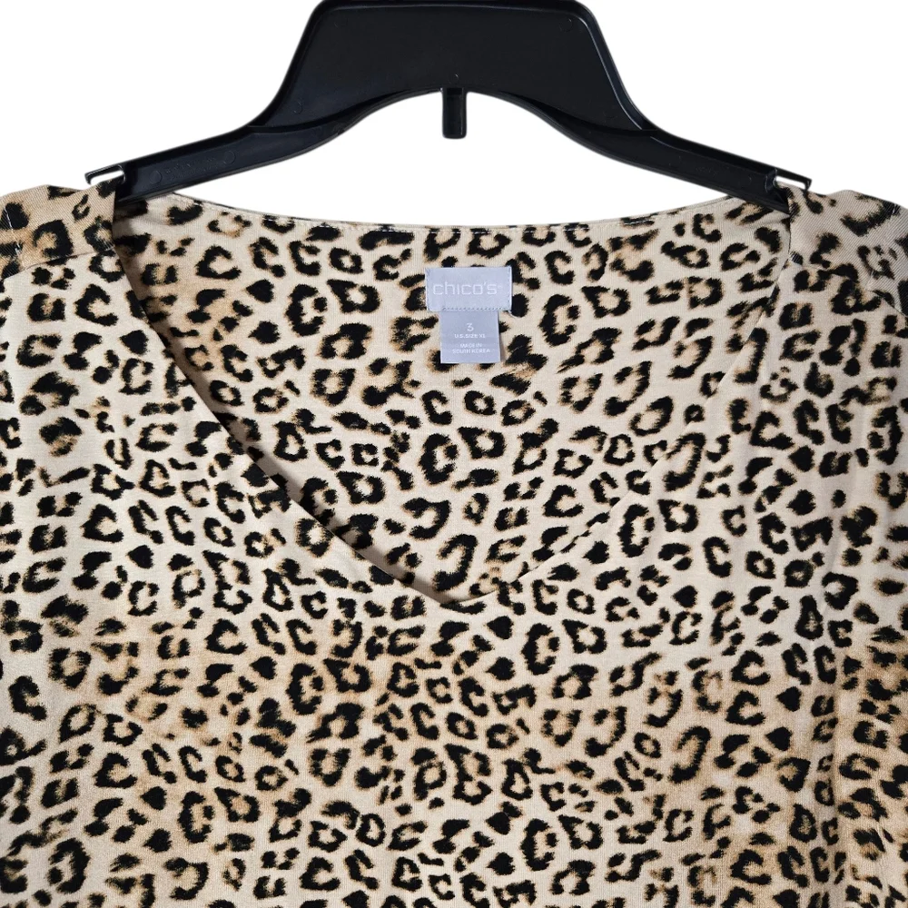 Chico's Animal Print‎ V-Neck 3/4 Sleeve Tunic Top